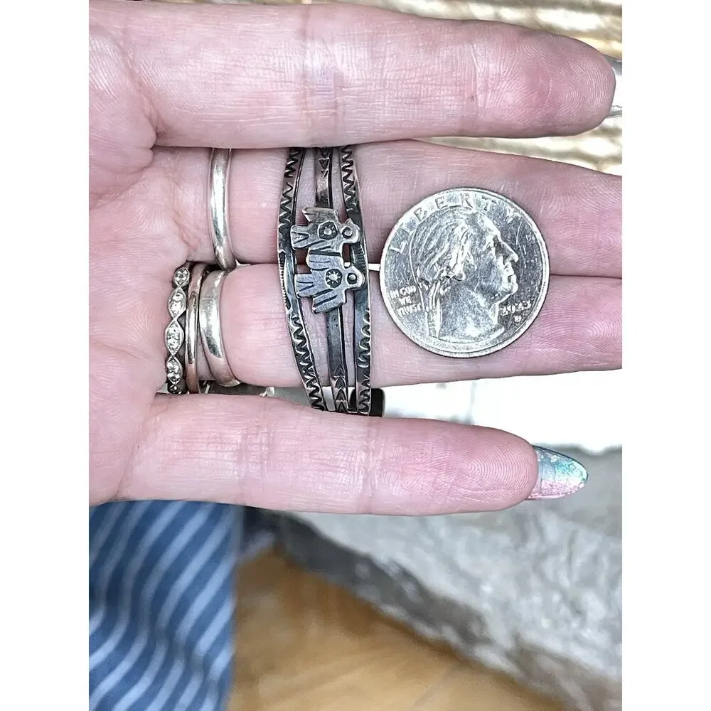 FRED HARVEY ERA Navajo THUNDERBIRD Sterling silver Cuff Bracelet Southwest Small